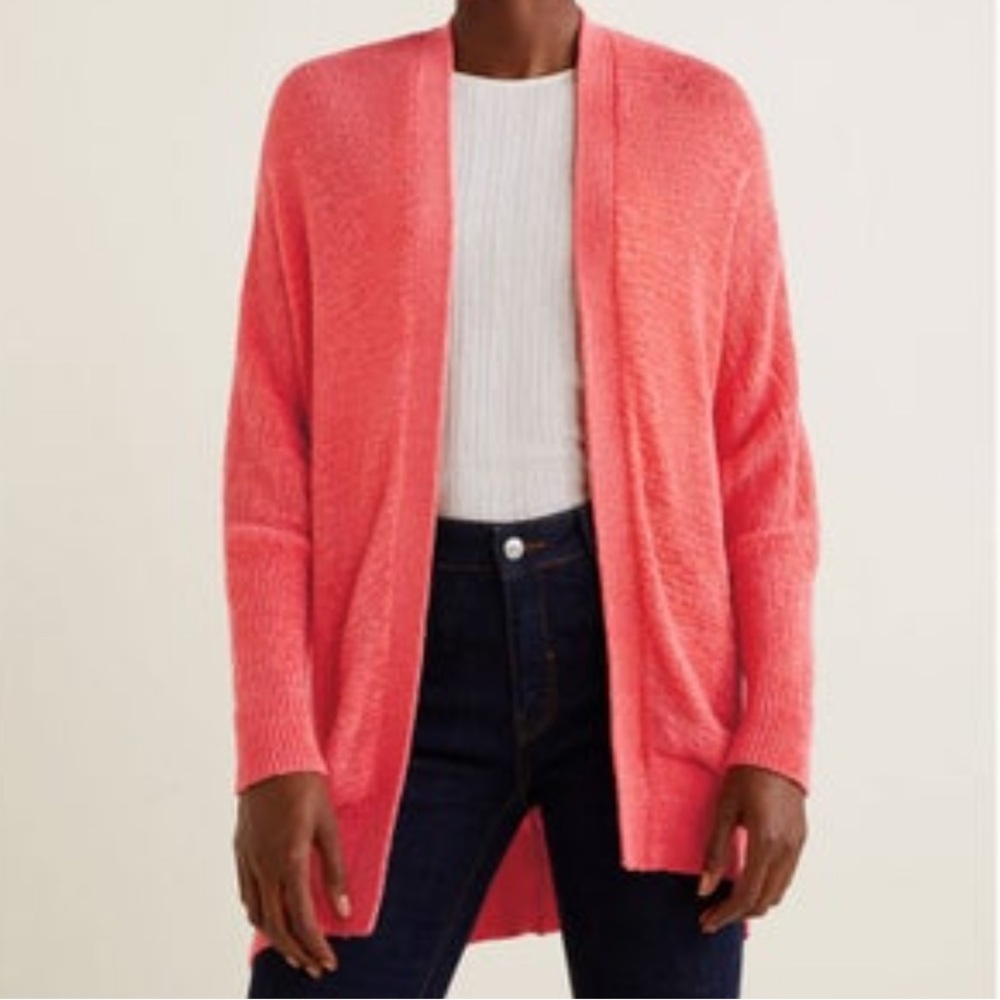 Mango Basics Estoril Draped Knit Cardigan, Batwing Sleeves, Relaxed Chic, Sz S/M